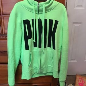 Victoria’s Secret PINK XS green zip up hoodie